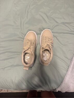 ZARA Men's Beige Casual Lace-Up Sneakers